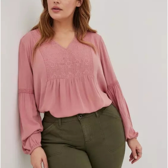 Torrid Crinkle Gauze Embroidered Top - Picture 1 of 5